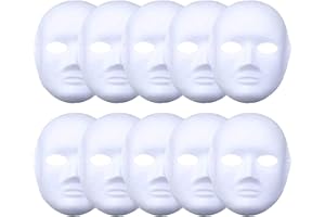 meioro DIY White Paper Mask Pulp Blank Hand Painted Mask Personality Creative Free Design White Mask for Artistic Projects, Theater, Halloween, Masquerade Parties, Classroom Art 10pcs (Women)