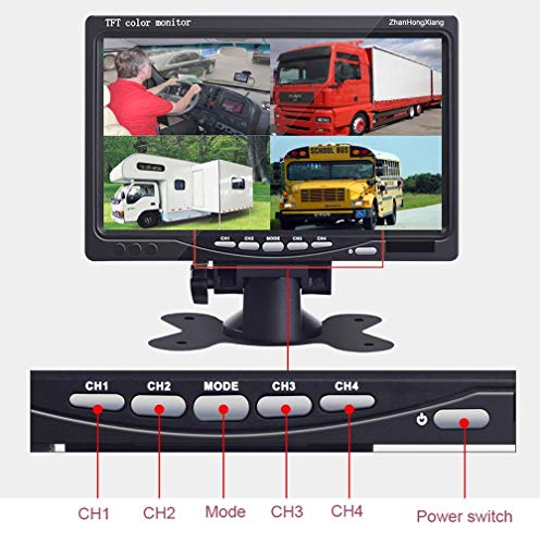 Misayaee Car 7 inch Split Quad Monitor 4 Channel Video Input Full HD Color Image Car Backup Camera System & Home Surveillance Security (7.0" inch LCD 4CH Split Monitor) - Thumbnail 2