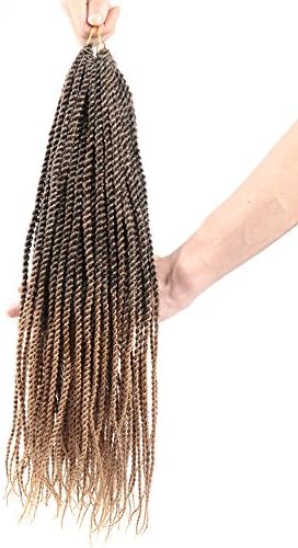 3 Pcs ABalance Hair Senegal Twist Braiding Hair Extensions 18 Inches 30 roots/Pcs Synthetic Hair Crochet Hair Extension (1B/27)