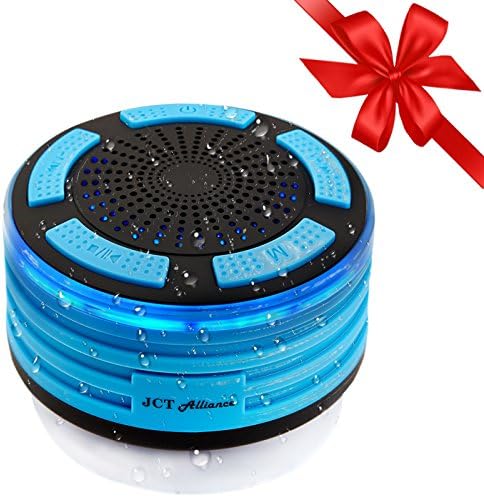 Waterproof Bluetooth Speakers, Portable + Wireless Shower FM Radio That Pairs to All Bluetooth Devices - Phones, Tablets, Computer, Apple Watch - LED Mood Lights, Super HD Sound, Wet it!