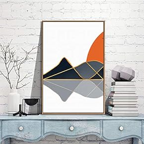 Framed Canvas Wall Art for Living Room, Bedroom Nordic Style Mountains Canvas Prints for Modern Home Decoration Ready to Hang - 16"x24" inches