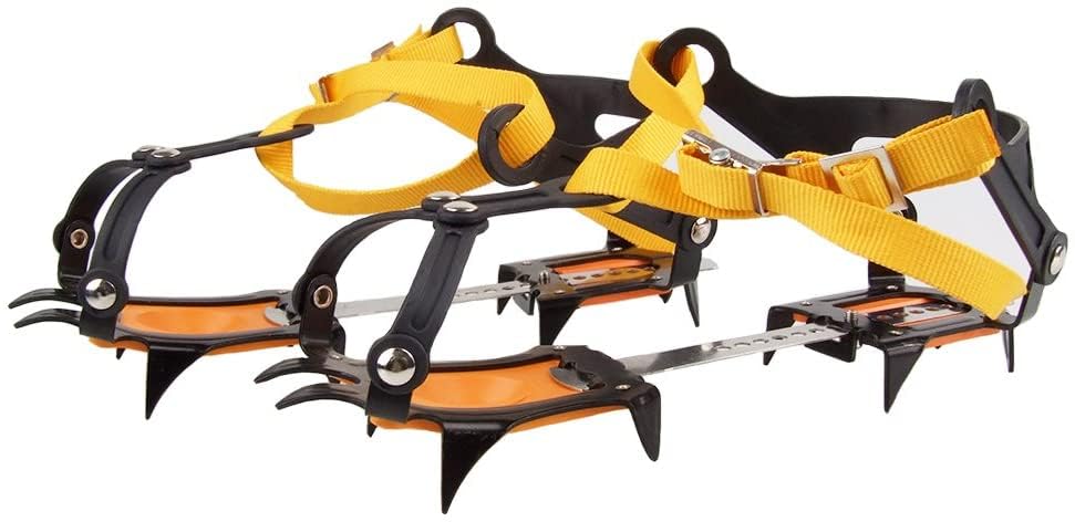 Namvo Crampons for Hiking Boots, 10 Teeth Comes with snowboard Welding Chain Stainless Steel Crampons, Crampons Ice Cleats Traction Snow Grips for Boots Shoes