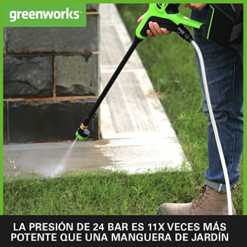 G24PW Hidrolimpiadora de Mano Inalámbrica, 24Bar, 180L/h, Botella de Detergente de 300W y Manguera de Sifón de 6 m, SIN Batería o Cargador de 24V, Garantía de 3 Años