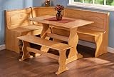 Linon Chelsea Nook Dining Table and Bench Set in Natural