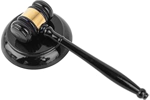 RP Remarkable Power, Black Gavel and Block Set Handcrafted Wood Gavel and Round Hammer Sound Block for Judge Auction Court
