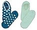 Skidders Womens Soft Touch Grip Socks - One Size Fits All, 2-Pack - Blue with White Polka Dots / White