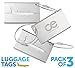 Coral Entertainments CE Luggage Tags 3 Units Stainless Steel. 1-Year Warranty and Bonus Included.