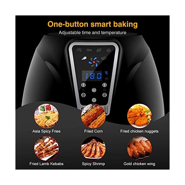 Muzili-Air-Fryer-Digital-Mini-Air-Fryer-6-in-1-Oil-Free-Healthy-Fryer-Family-Size-Capacity-OvenCooker-for-Low-Fat-Cooking-Timer-and-Fully-Adjustable-Temperature-Control-LED-Display Muzili Air Fryer, Digital Mini Air Fryer 6-in-1 Oil Free Healthy Fryer Family-Size Capacity Oven/Cooker for Low Fat Cooking Timer and Fully Adjustable Temperature Control, LED Display