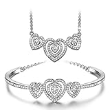 J.NINA Gifts for women Loving Song Pendant Necklace with Bangle Bracelet Jewelry Set with Swarovski Crystals Anniversary Birthday Mothers Day Christmas Gift for Wife Girlfriend Niece Sisters