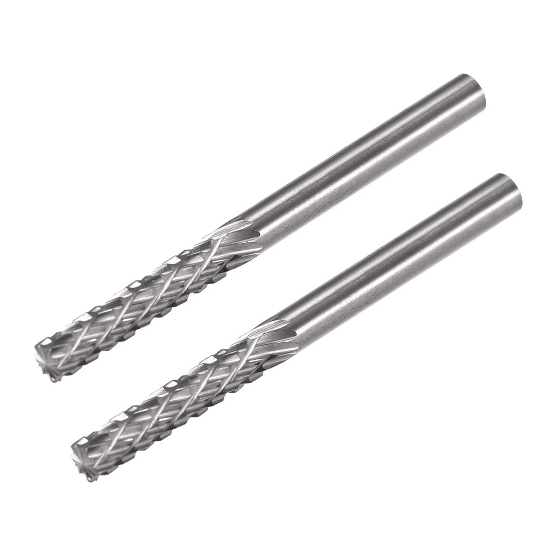 sourcing map Tungsten Carbide Rotary Files 1/8" Shank, Double Cut Top Toothed Cylinder Shape Rotary Burrs Tool 3mm Dia, for Die Grinder Wood Soft Metal Polishing Model Engineering, 2pcs