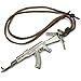 KONOV Mens Army Style AK47 Cross Gun Pendant Adjustable Leather Cord Necklace Chain, Brown