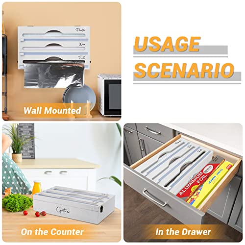 Plastic Wrap Dispenser with Slide Cutter Foil and Plastic Wrap