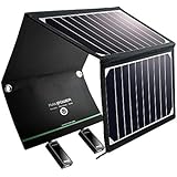 Solar Charger RAVPower 16W Solar Panel with Dual USB Port Waterproof Foldable for Smartphones Tablets and Camping Travel