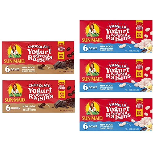 SunMaid • Yogurt Raisins Variety Pack (Pack Of 30), Vanilla (Pack Of 18), Chocolate (Pack Of 12
