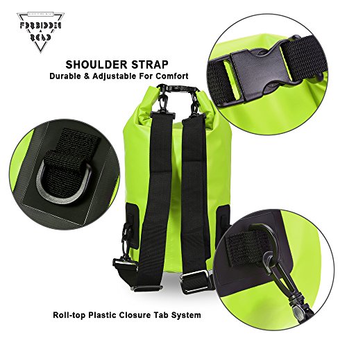 Forbidden Road 5L 10L 15L Waterproof Dry Bag (8 Colors) Dry Sack Roll Top Dry Compression Sack Keeps Gear Dry for Kayaking Boating Camping Canoeing Fishing Skiing Snowboarding (Green, 20L) - Thumbnail 3