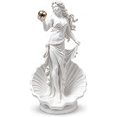 Aphrodite Statue,Greek Goddess Venus Figurine with Shell Base &amp; Gold Apple | Hand-Cast Polyresin Feminine Energy Decor for Bedroom Living Room Shelf,Self-Love Altar,Self-Care