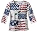 Collections Etc Women's All American Patriotic Flag Scoop Neck Sequin 3/4