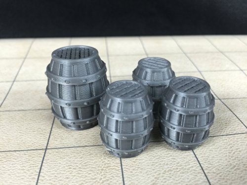 4 Whiskey Barrels Tavern Series - 28mm Scale 3d Printed - Unpainted Miniatures