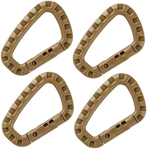 Iwivi D-ring Polymer Carabiner Attachment Device Hanging Hook, High Strength Molded Tactical Link Snap Keychain 4 Pack