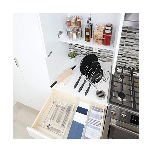 iDesign-Rack-with-2-Tiers-Small-Plastic-Cupboard-Storage-Condiments-Rotating-Spice-Jars-Holder-for-Kitchen-and-Pantry-Clear-23-cm iDesign 2 Tier Lazy Susan Turntable Organiser, Small Rotating Spice Rack for Food Storage, made of BPA-free plastic…