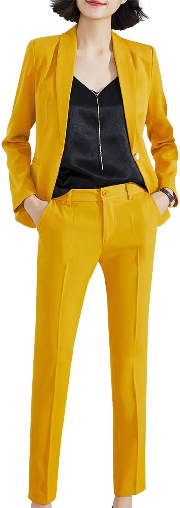 Women’s Two Pieces Blazer Office Lady Suit Set Work Blazer Jacket and Pant