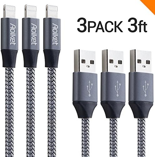 Lightning Cables, iPhone 7 Charger Lightning Cable Aolket 3-Pack 3ft Fast Charging and Durable Charger Cord Compatible with iPhone 7/7+ /6s/6s+ /6/6+ /5s/5c/5/SE, iPad/iPod and More