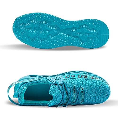 Jewels\' Tour Mens Runing Shoes Athletic Walking Tennis Lightweight Breathable Shoes Non Slip Comfort Casual Sneakers Lakeblue