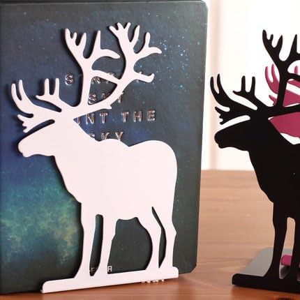 2pcs/Pair Korean Fashion Cute Metal Bookends Iron,White/Pink Horse Elk Decorative Book Support Holder