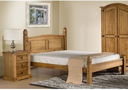 AMANI INT SALVADOR MEXICAN CORONA SOLID BRAZILIAN PINE BED FRAME (4ft Small Double Bed)