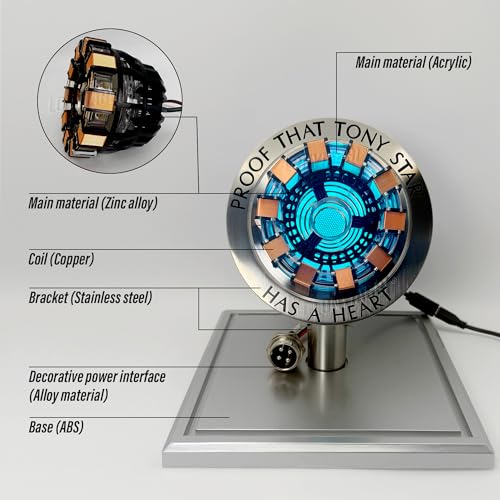 Lonyiabbi Luz LED ARC Reactor, Vitrina Coleccionable de Ciencia Ficción | Regalo coleccionable para hombres, iluminación ambiental USB, control por toque, modos de luz fija y respiración