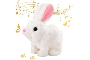 Jorlzeut My Realistic Bunny Toy,Bunny Realistic Bunny,Can Jump Can Talk(White)