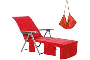 VOCOOL Lounge Chair Beach Towel Cover Microfiber Pool Lounge Chair Cover with Pockets Holidays Red