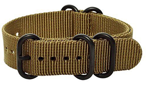 Clockwork Synergy - 5 Ring Heavy NATO PVD BlackWatch Strap Bands (22mm, Desert Tan)