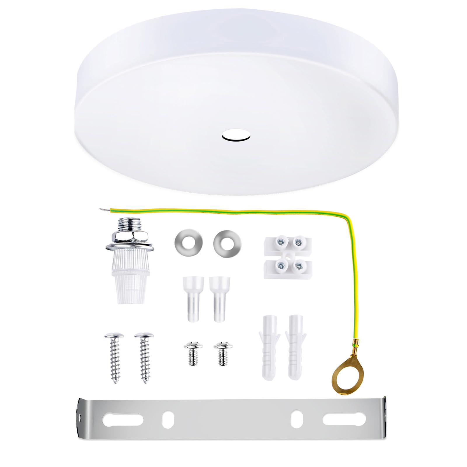 Photo 1 of Arturesthome 5.9" White Ceiling Plate Light Kit Rewind Single Hole with Hardware,Ceiling Canopy for Pendant Lighting or Chandelier,Easier to Install Than Standard Canopies