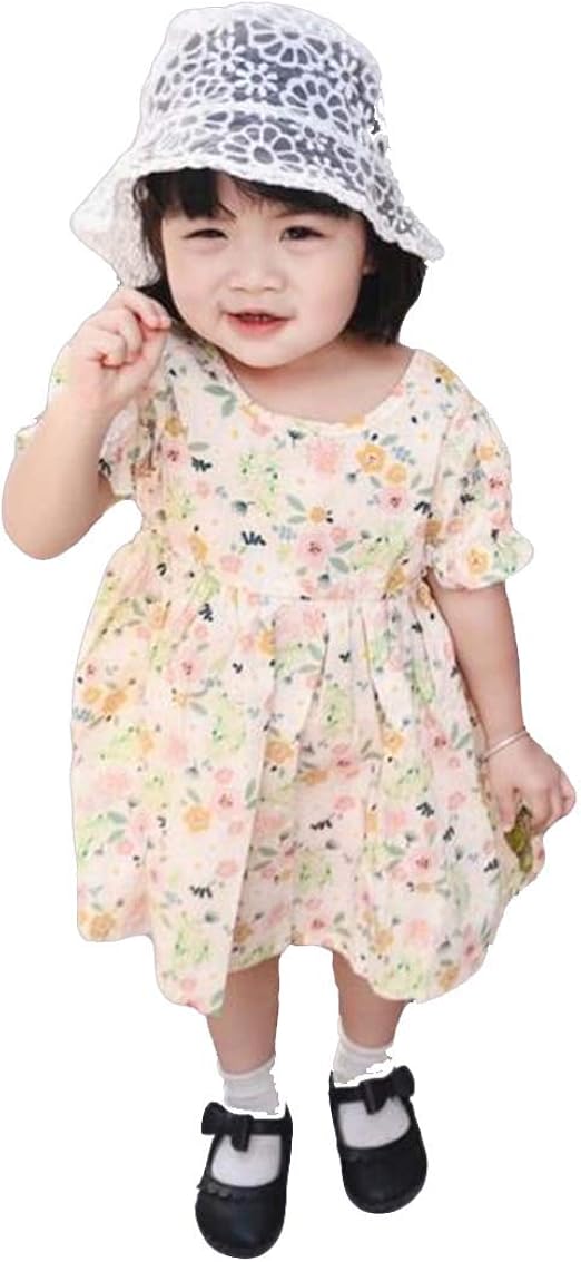 Amazon スーイ 子供服 キッズ服 女の子 ワンピース 綿麻 花柄 夏 パフスリーブ バックレス 薄手 ガールズ かわいい 韓国風 おしゃれ 脱着しやすい カジュアル 普段着 通園 通学 ワンピース チュニック 通販
