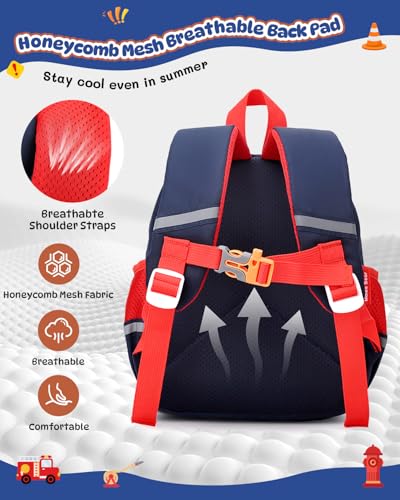 PROTAURI Children's Backpack with Chest Straps, 360° Reflective Waterproof and Lightweight, Children's Backpack Passend für DIN A4 2-6 Jahre, 10.6 L, Navy blue, Traditional Backpacks