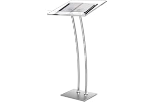 JINRRENYI Pulpits for Churches with Iron Stable Bottom, Pulpit Podium 10MM Thickened Acrylic Countertop, Pulpits for Churches with Pen Slot for Modern Classroom Music Concert Wedding Conference (Silvery)