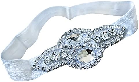 Christening Baptism Baby Rhinestone Headband Baby Princess Headband Baby Arrival Gift Hospital Headband (6-12 months, White)