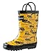 OAKI Kids Rubber Rain Boots with Easy-On Handles, Construction Vehicles, 10T US Toddler