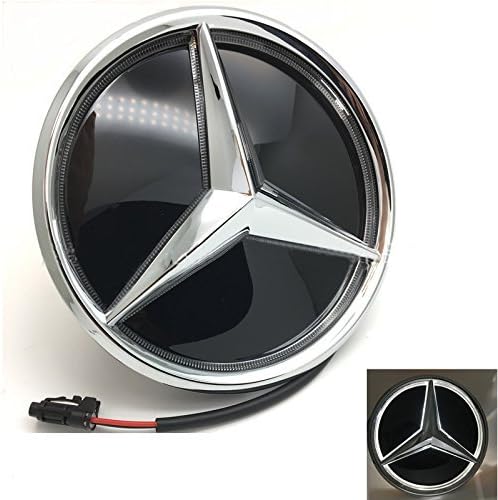Car Front Center Grilled Benz Emblem LED Illuminated Logo Badge Light for Mercedes Benz 2015-2019 GLC GLE GLS - Mirror Surface White Light