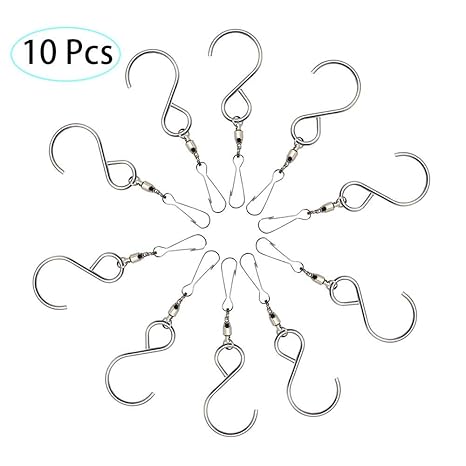 Hpiano 10 Pièces Crochets S Pivotants Crochets Pivotants Avec Clips Pinces à Rideaux Pour Carillons éoliens Suspension De Plantes Cage Doiseaux