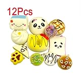 LEMO 12PCS Kawaii Soft Foods Panda Bun Toasts Multi Donuts Cell Gift Phone Chain TO379