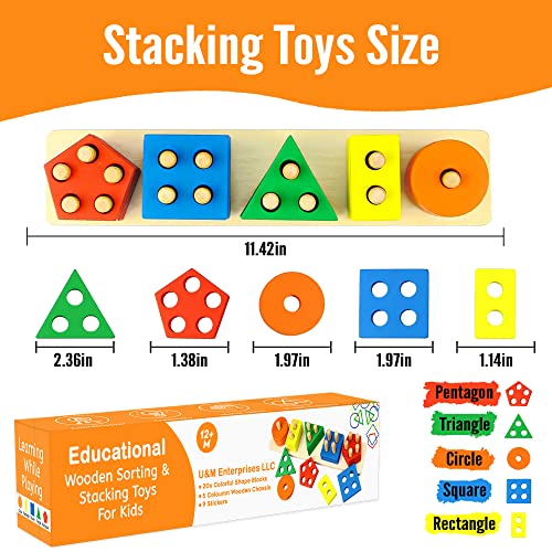 Montessori Toys for 2 Year Old, Kids Sorting and Stacking Toy for 13