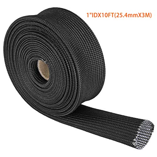 Fiberglass Heat Wrap Wire Shield Sleeve 1" IDX 10' Adjustable Black