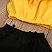 Imcute Cute Baby Girls Short Sleeve Blouse Tube Top+High Waist Pom Pom Short Pants (3-4 Years, Yellow)
