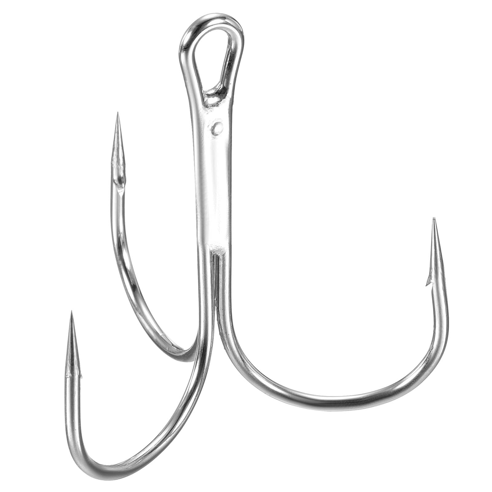 PATIKIL 5/0# Treble Fish Hooks, 20 Pack 1.77" L Carbon Steel Sharp Round Bend Hook Triple Barbed Hook for Freshwater Saltwater, White