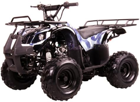 Upgraded 125cc ATV with Reverse and Big Tires, LED Lights (Spider Blue Color)