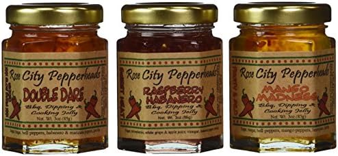 BBQ Trio - Pepperheads Pepper Jelly - Double Dare, Raspberry Habanero, Mango Madness - Birthday, Hostess, Get Well, Mothers Day Gift