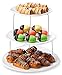 Twist Fold Party Tray, 3 Tier - The Decorative Plastic Appetizer Trays Twist Down and Fold Inside for Minimal Storage Space. an Elegant Tray for Serving Sandwiches, Cake, Sliced Cheese and Deli Meat. primary