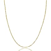 IGOBATA 14k Solid Yellow/White Gold Singapore Chain Necklace for Women 1mm/1.4mm Width with Spring Ring Clasp Hypoallergenic Dainty Layering Chain Gift Ready 14-30Inch